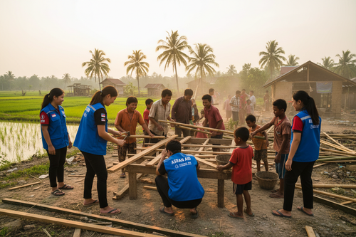 ASEAN volunteers rebuilding